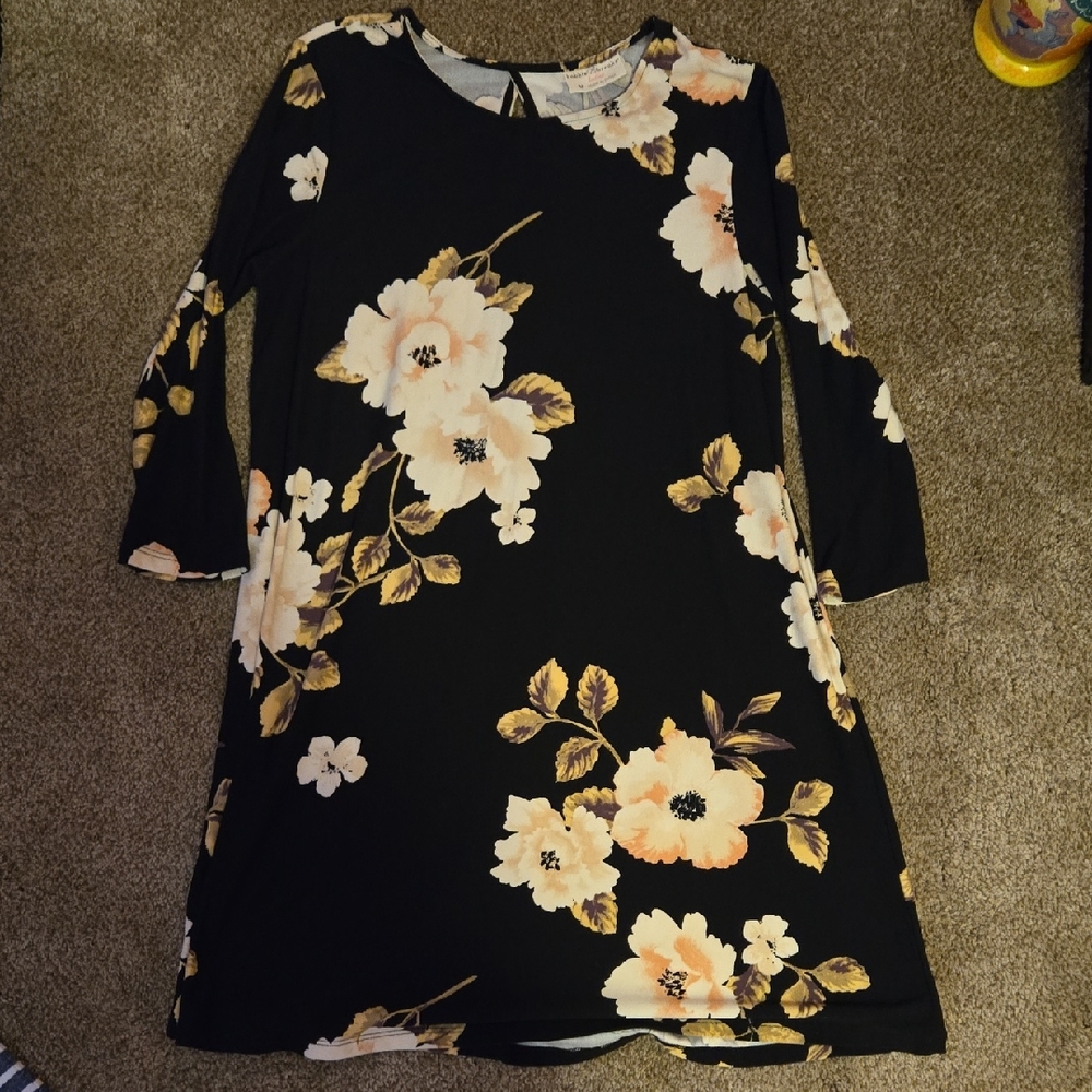 Bobbie Brooks Black Dress with Floral Design